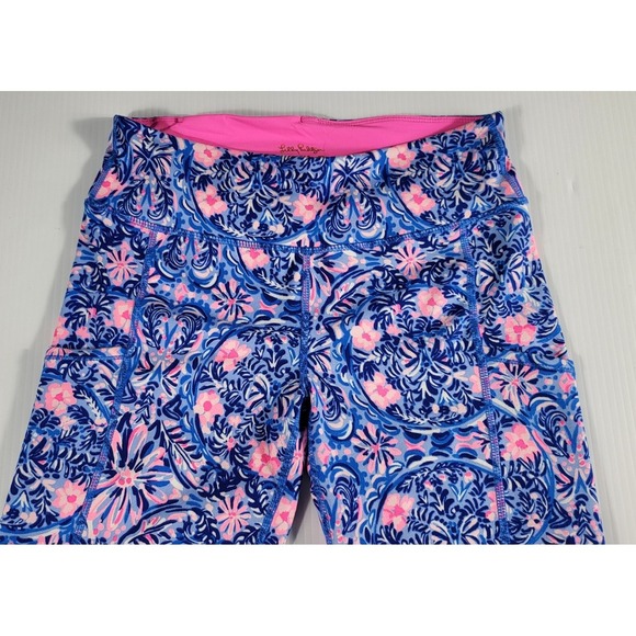 Lilly Pulitzer Luxletic Leggings Athletic Blue Pink Floral Print Size S - Picture 6 of 6